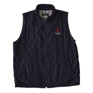Polo Club Navy Quilted Vest M – Plaid Lined Sleeveless Jacket Men